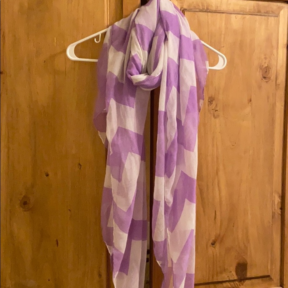 Purple and white stripped scarf